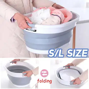 

Folding Bucket Portable Collapsible Basin Laundry Basket Kitchen Washing Tool Vegetable Fruit Basin Home Cleaning Supplies Large