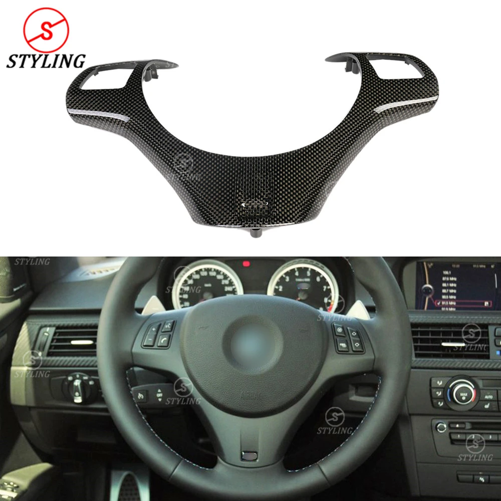Type-A Thor-Ind Steering Wheel Cover Trim Carbon Fiber Decoration Stickers Compatible with BMW Old 3 Series E90 E92 E93 2005-2012 