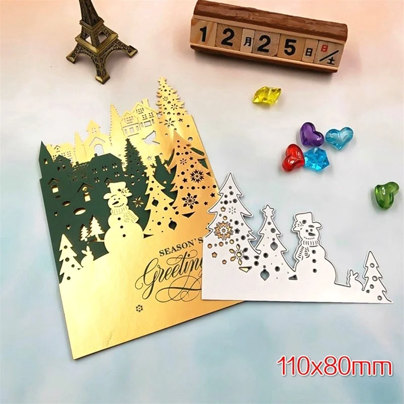 

Crazyclown Christmas Snowman Tree Pattern Cutting Die Embossing Stencil Mold For DIY Art Handcraft Card Decor