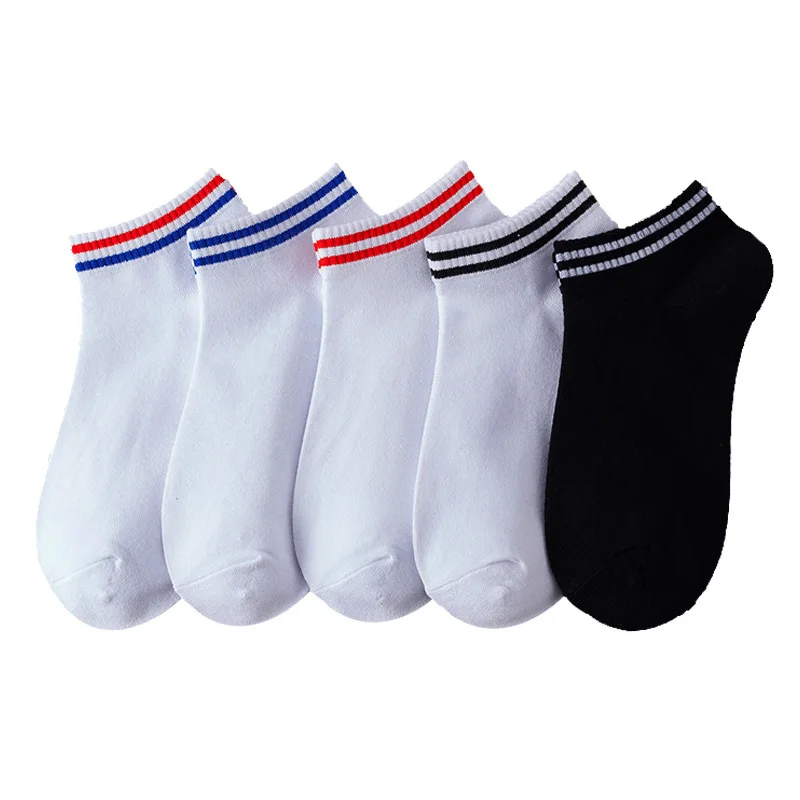 

5 Pairs Spring Summer Women Socks Solid Color Stripe Women Boat Socks Comfortable Breathable Cotton Socks Girls Ankle Socks