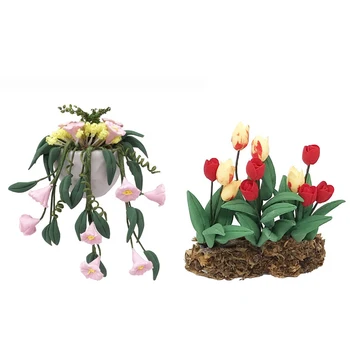 

2019 New 1/12 Scale Miniature Resin Hanging Tulip Flower Dollhouse Fairy Garden Decor Doll House Accessories Toys & Hobbies