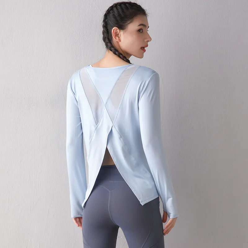 Women Loose Yoga Shirts Long Sleeves Sport T-Shirt Mesh Breathable Running Sweatshirts Quick Dry Gym Fitness Workout Tops Blouse sports t shirt yoga shirt sports shirt