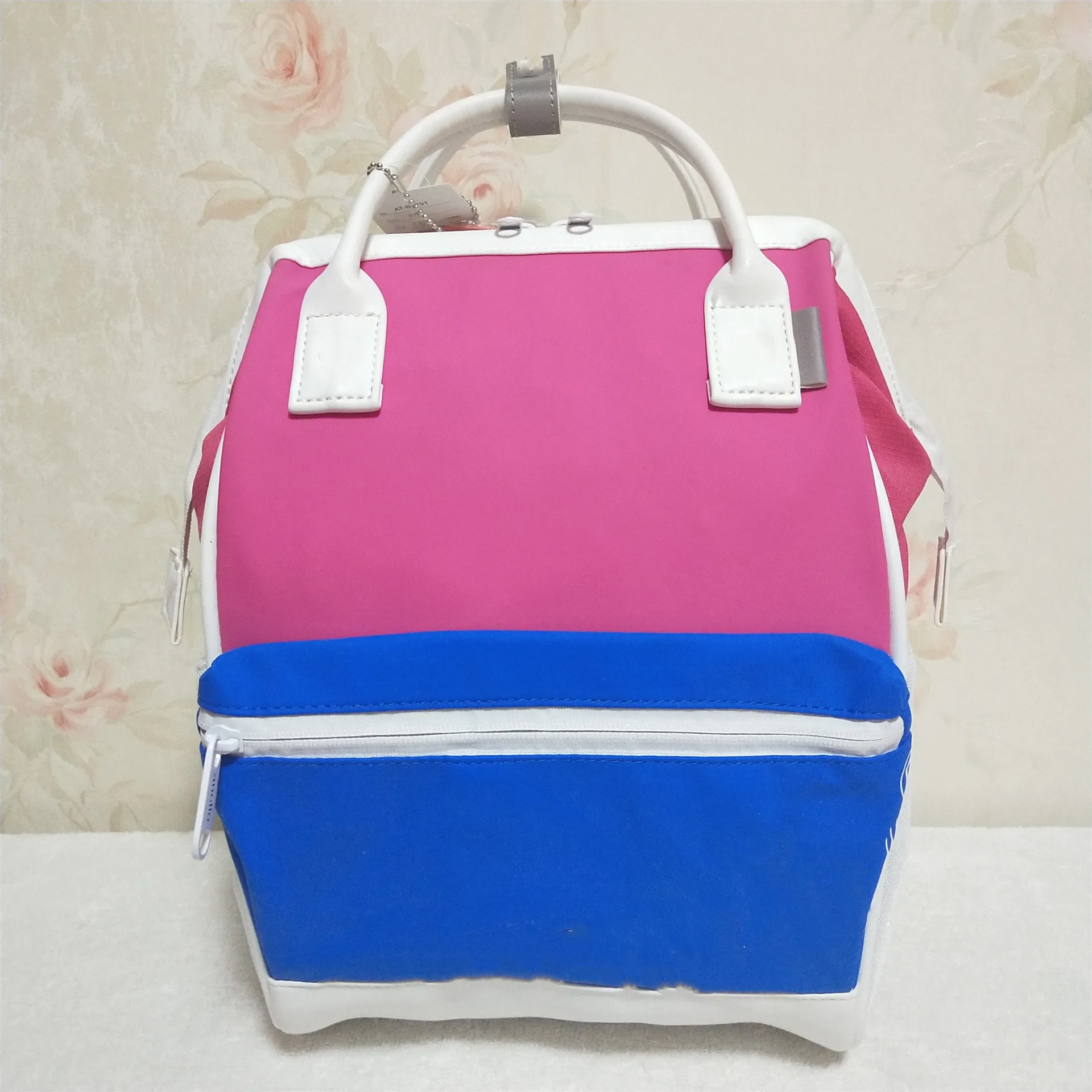 

New Style Japanese-style PU Backpack Men And Women Mixed Colors Waterproof Travel Bag Candy-Colored Diaper Bag