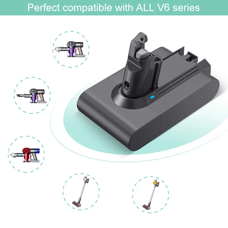 21,6 V 3600 мА/ч, 77.76WH Батарея для пылесос Dyson V6 SV03 SV05 SV06 SV07 SV09 DC62 DC58 DC59 DC61 DC72 DC74 высокое Ёмкость