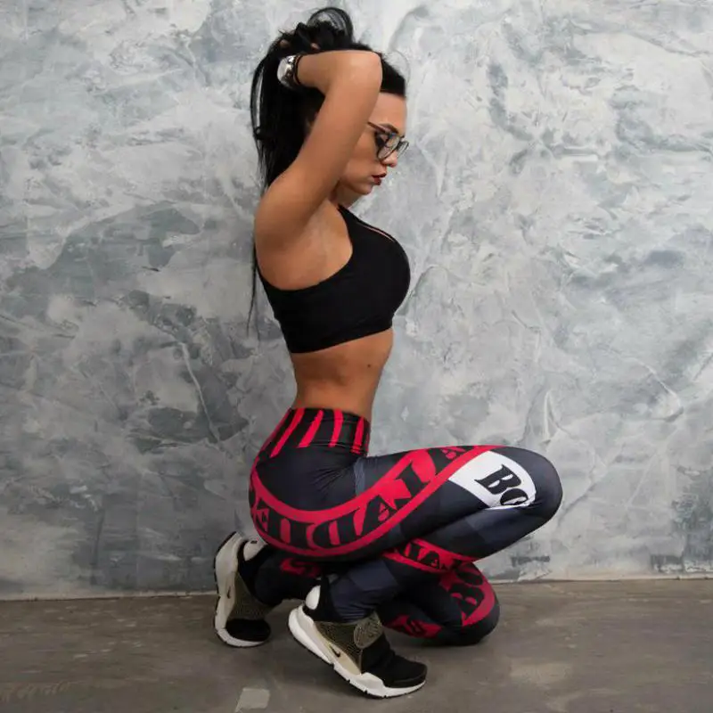 Workout Leggings Popular Fashion Printing Sexy Casual Thin Leggings  Pants Letter Printing Elastic Force Plus Size Leggings