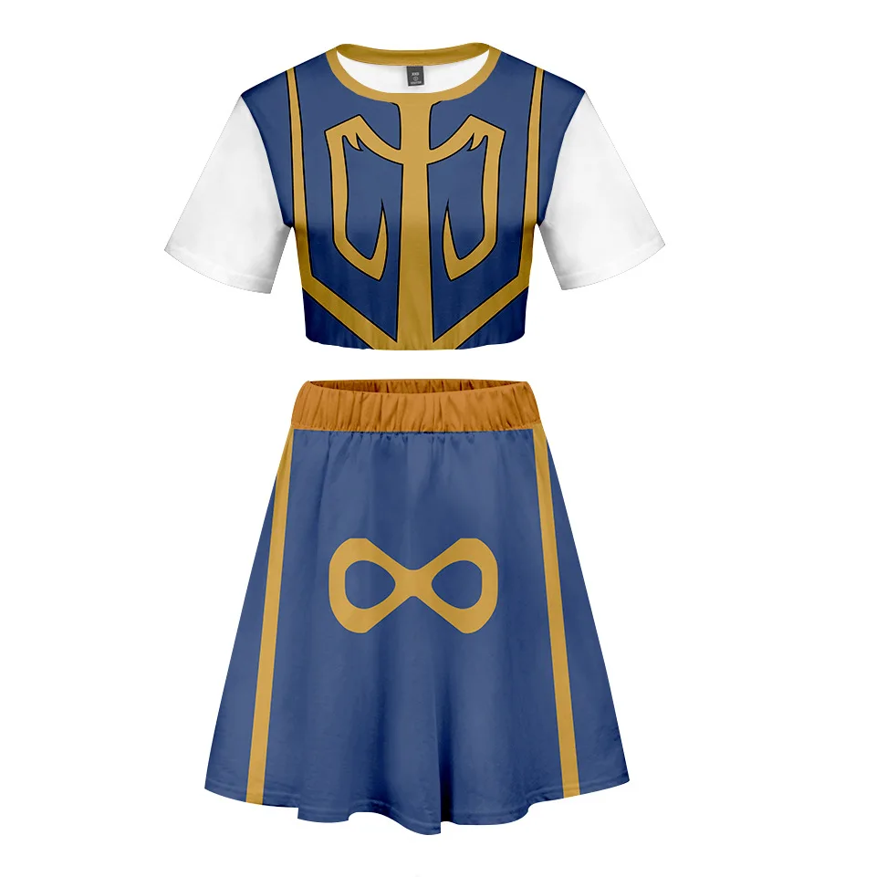 Japan Anime Hunter X Hunter 3D Print Summer Two Piece Set Women Crop Top and Skirt Outfits Hisoka Killua Zoldyck Cosplay Costume