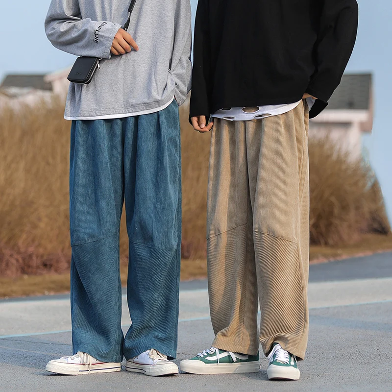 Wide Leg Pants Men Spring Corduroy 