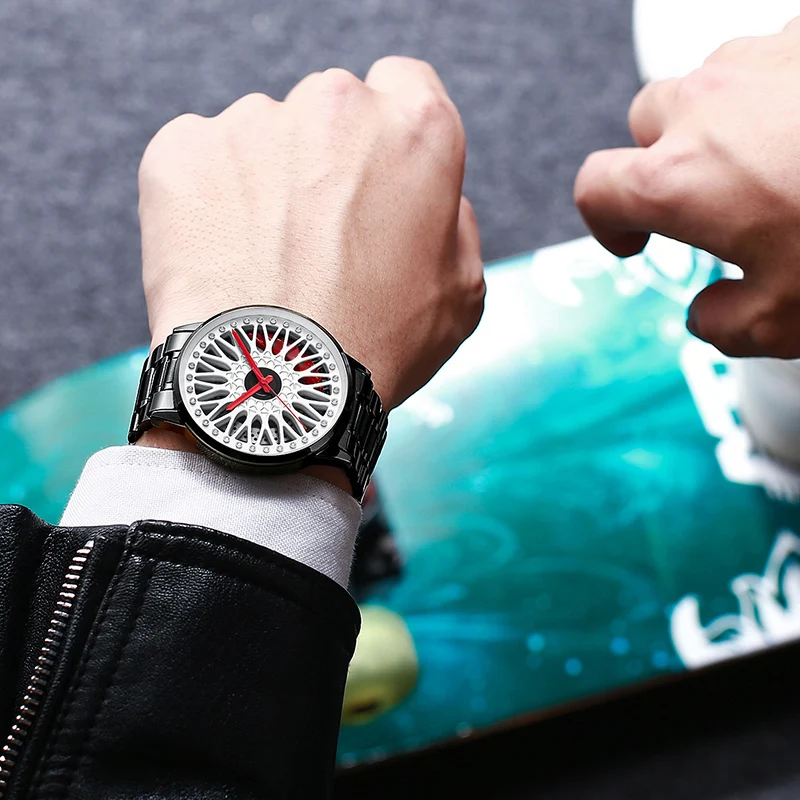 Спортивные мужские часы NIBOSI с колесным ободом пользовательский дизайн 3D полый