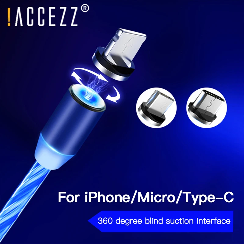 ACCEZZ Магнитный зарядный кабель для быстрой зарядки для iPhone 11X7 ipad Mini Micro usb type C магнитное зарядное устройство Mirco для телефона samsung
