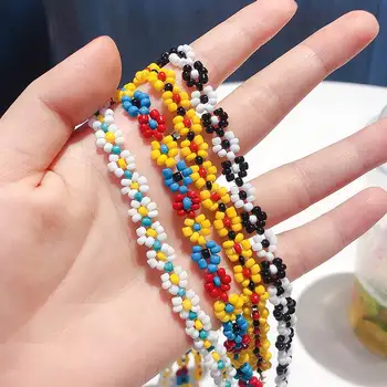 

Bohemian GlassBead Beaded Flower Choker Necklace 2019 New Design Neckalces for Women Collares Jewelry Wholesale