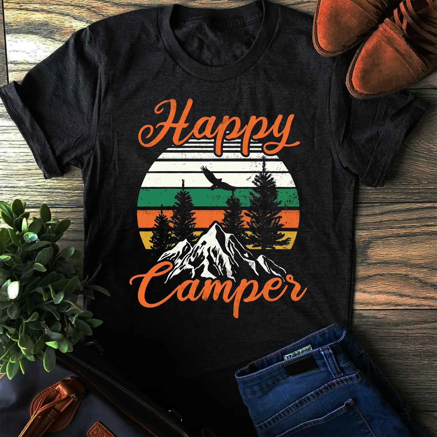 Мужская и Женская Футболка Happy Camper | одежда