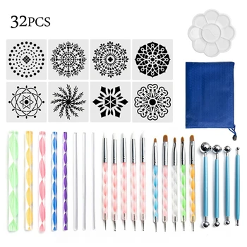 

32pcs Mandala Dotting Tools Kit for Painting Rock Stone Acrylic Stick Template D08A