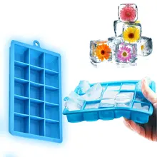 Силиконовая форма для льда, 15 отверстий, пищевой силиконовый кубик для льда, для приготовления виски, лоток для льда с крышкой, квадратная форма, сделай сам, форма для мороженого