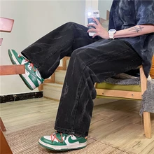 Pantalones vaqueros holgados de pierna ancha para hombre, Vaqueros clásicos con bolsillos Cargo, informales, color azul, a la moda, S 3XL, 2021