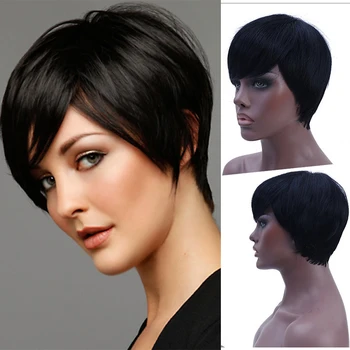 

Buqi Short Straight Hair Black Wig Synthetic Wigs Hair Accessories Heat Resistant Hairpieces Women's Fashion Wigs