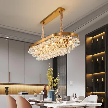 

Rectangle Modern Chandelier Lighting For Dining Room Luxury Gold Kitchen Island Hanging light fixture Home Decor Cristal Lustre