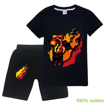 

Minecrafting Toddler Girl Clothes Summer Cotton Short Sleeve T-shirt Shorts Outfits Fashion Children Kids Boys Clothing 2-16Y
