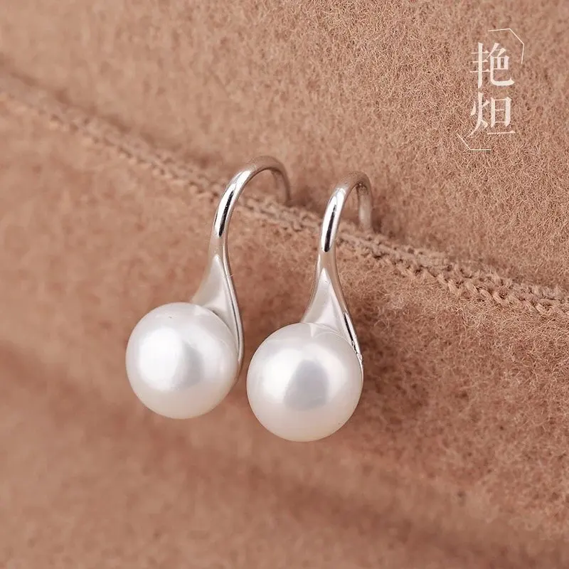 

Hoop Earrings 925 Sterling Silver Can Be Sterilized Unique Silver Noble Jewelry Excellent Pearl Simple Earring Women Real silver