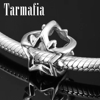 

Double-sided hollow five-pointed star 925 Sterling Silver Star Beads Women Jewerly Making Fit Original Pandora Charm Bracelets