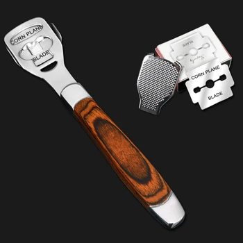 

Foot Care Pedicure Callus Shaver Hard Skin Remover Wood Handle Stainless Steel Replaceable Home Foot Razor 10 Blades