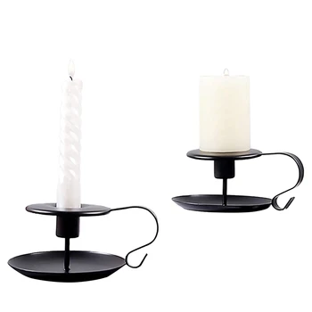 

2020 New 2PCS Candlesticks Vintage Classic Retro Style Small Iron Candle Holder Stands Tools Home Hotel Church Decoration
