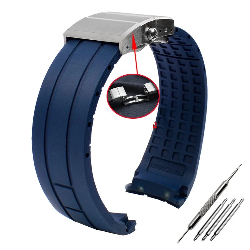 Premium 23mm/22mm Silicone Rubber Watch Strap - Versatile Design for Sophisticated Timepieces