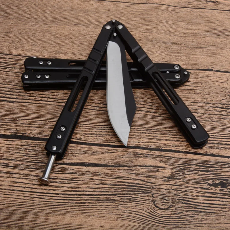 Butterfly Trainer Knife 440 Blade Training Knives steel Handle Pocket Swing Knife Outdoor Camping Hunting knifes CS GO dull tool