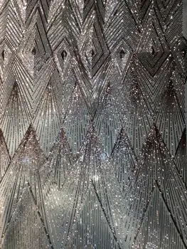 

nice looking African French Lace Fabric with sequins J-16883 embroidery African Tulle Lace Fabric
