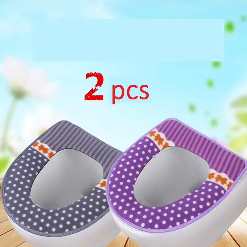 D blue purple 2pcs Радужные полосатые Чехлы для сиденья унитаза на молнии для туалета зимние теплые подушки Универсальный Размер удобный коврик для унитаза - Цвет: D blue purple 2pcs
