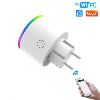

MoesHouse WiFi Smart Plug Wireless RGB Power Socket Smart Life/Tuya App Wireless Remote Control Work with Alexa Google Home