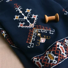 Этнический стиль синий узор двустороннее позиционирование плиссированный хлопок тканевый платок платье рубашка на ткани одежды