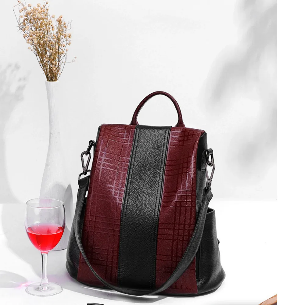 

Genuine Leather Both Shoulders Bags for Woman | Female Large Cpacity Genuine Leather Big Backpack