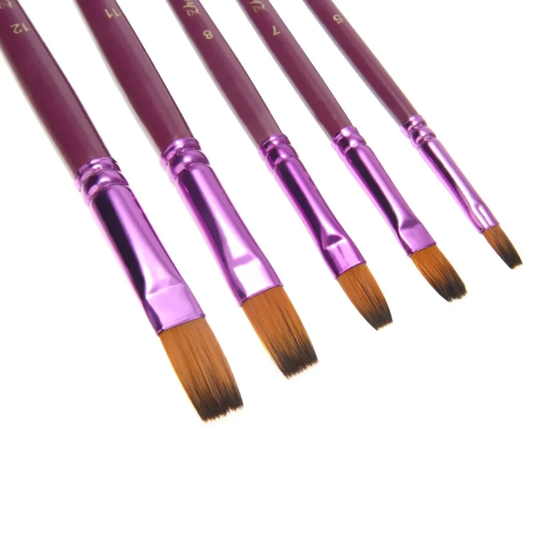 12Pcs Oil Painting Brushes Purple Painting Brush Pointed Flat/Tip Art Paintbrush Set Watercolor Nylon Hair Oil Drawing Pen