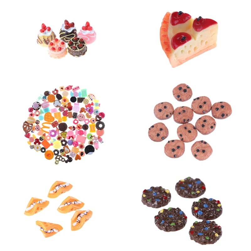 

1/3/5/6/10pcs Hot Sale Mini Play Toy Fruit Food Cake Candy Fruit Biscuit Donuts Miniature For Dolls Accessories Kitchen Play Toy