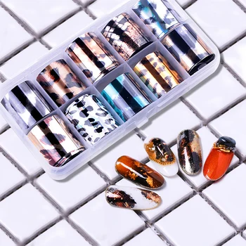 

LEMOOC Nail Foils Set DIY Nail Art Decorations Transparent AB Color Nail Tips Nail Art Transfer Sticker Paper