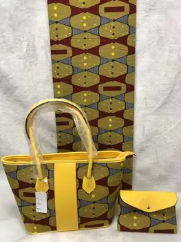 

Pretty print design 6Y African cotton wax fabric and wax big handbag and purse set for wedding/party BDWB1