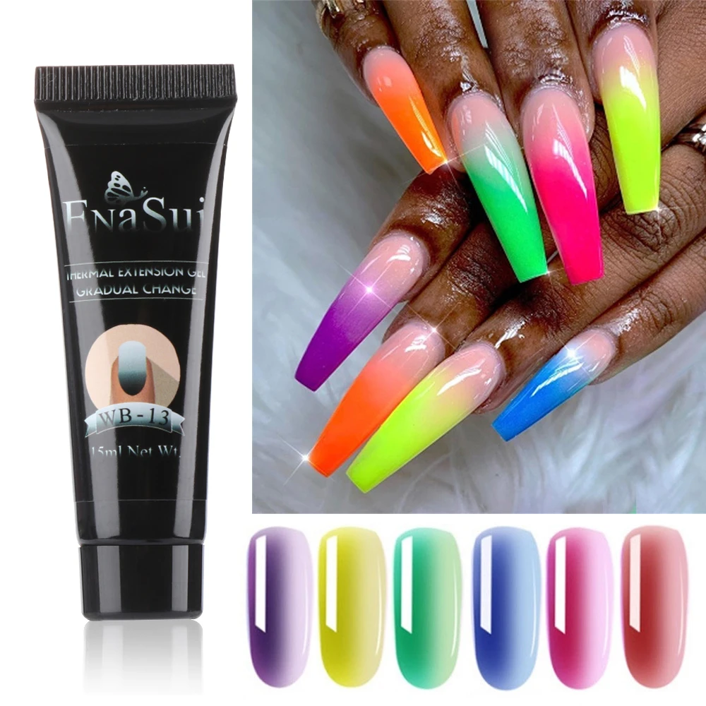 15ml Thermal Quick Extension Fluorescent Nail Gel Polish Nail Building Gel Temperature Color Changing Soak Off UV Gel Varnish