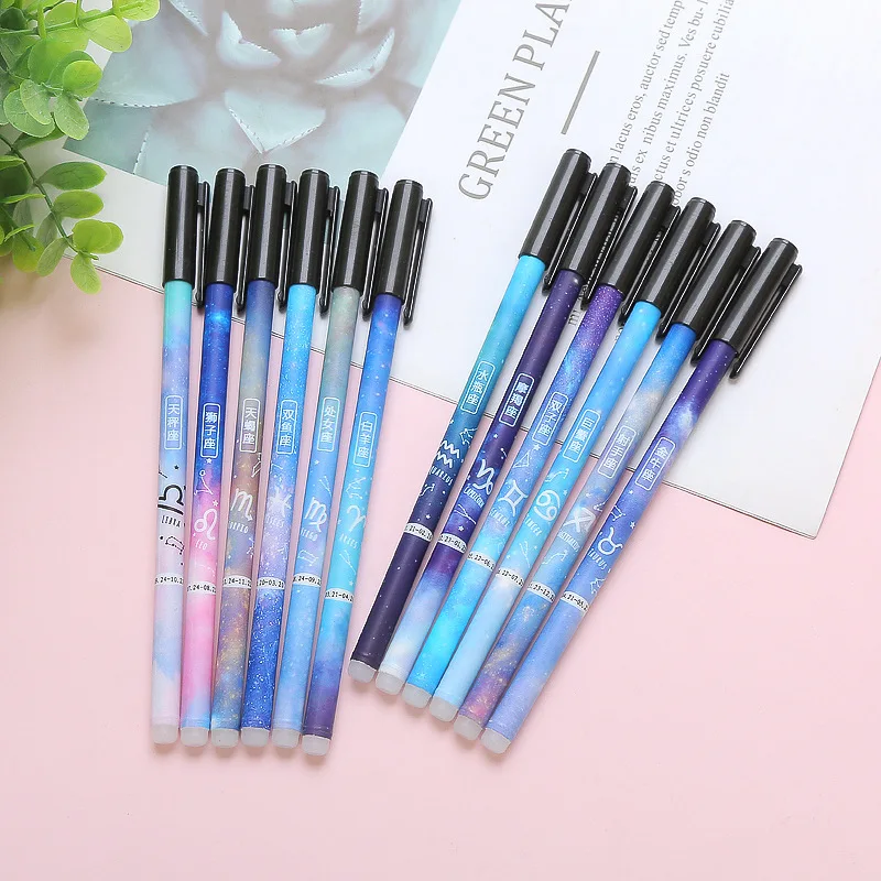 12Pcs/set Constellation Erasable Pen Blue Black Ink Writing Pens 0.5mm Washable Gel For School Office Stationery Supplies | Канцтовары
