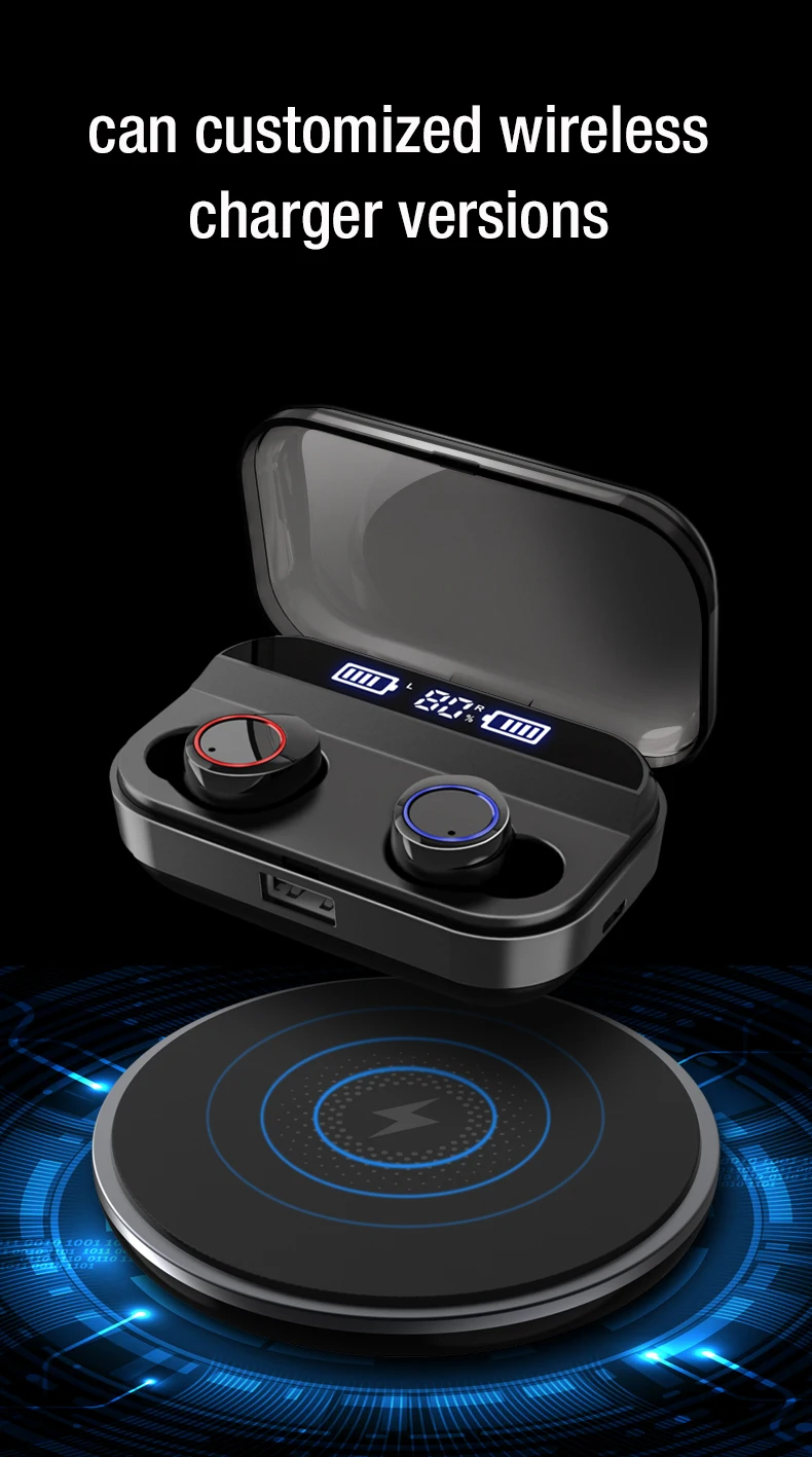 LYMOC новые TWS 5,0 HiFi беспроводные наушники Bluetooth гарнитуры 3 батареи светодиодный дисплей сенсорное управление наушники зарядное устройство для телефона