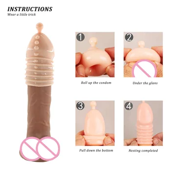 EXVOID Dildo Enlargement Sex Toys for Men Erection Adult Products Penis Sleeve Cock Ring Delay Ejaculation Reusable Condom 5