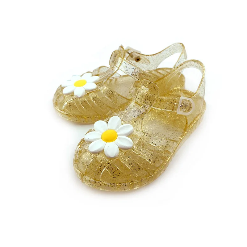 Toddler Girl Sandals Sun Flower Jelly Shoes Kids Solid Cut-Outs Cute Kindergarten Wearing Gladiator Anti-Slippery Toddler Slides child shoes girl