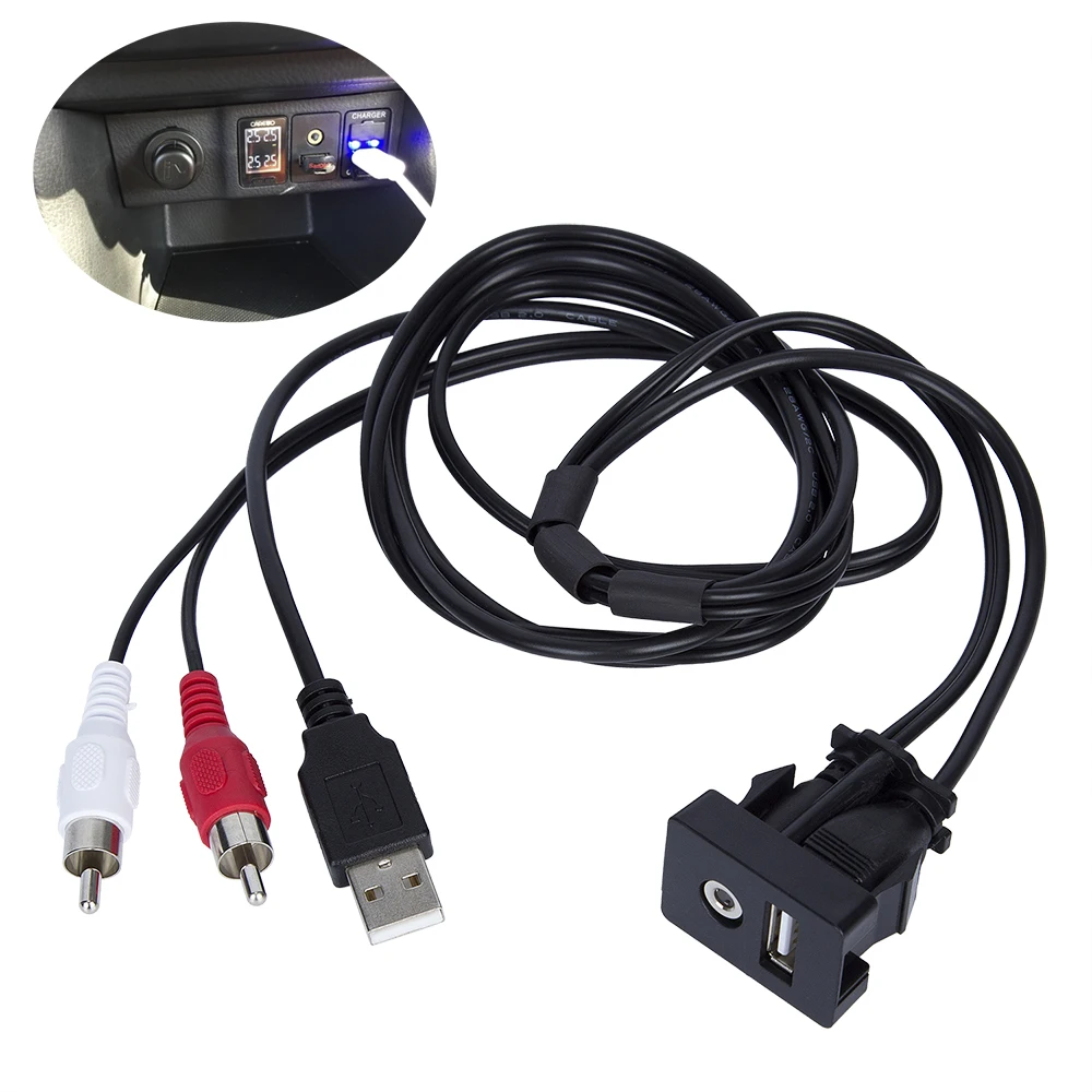 Car Dash Mount Installation USB/Aux RCA Accessory Extension Cable USBAUX-2RCA