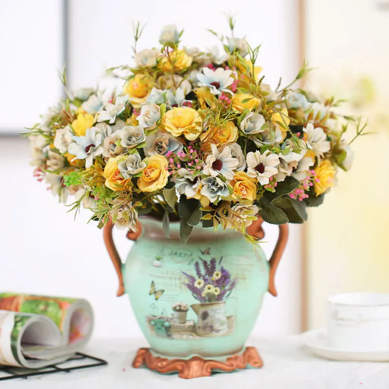 

4 cm 9 flower head Rose Autumn fake daisy silk flower artificial flower for wedding diy Party decoration home room decor