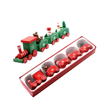 

2 Pcs New Christmas Train Painted Wood Christmas Decoration for Home with Santa/Bear Xmas Kid Toys Gift Ornament Navidad New Yea