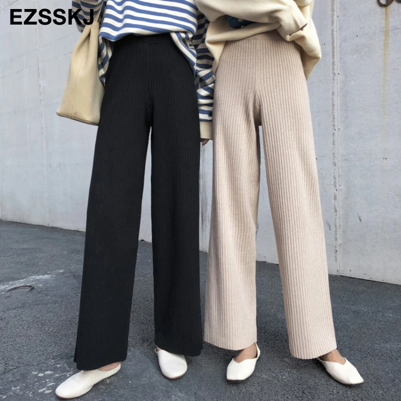 2019 Otono Invierno Nuevo Casual Pantalones Rectos Mujer Cordon