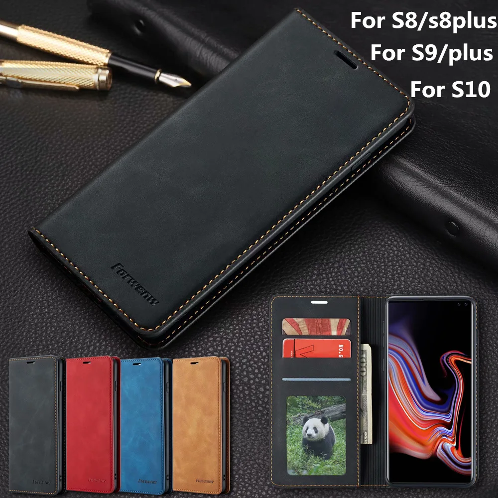 Ультратонкий кожаный чехол-кошелек для samsung S7 edge S8 S9 S10 plus Note9 10 A20E A30 A50 A60 A70 A80 J6 A6 A8