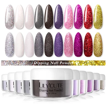 

LILYCUTE Dipping Nail Powder Set Fluorescence Glitter Dip Pigment Powder Gradient French Nail Dust Powder Natural Dry Decoration