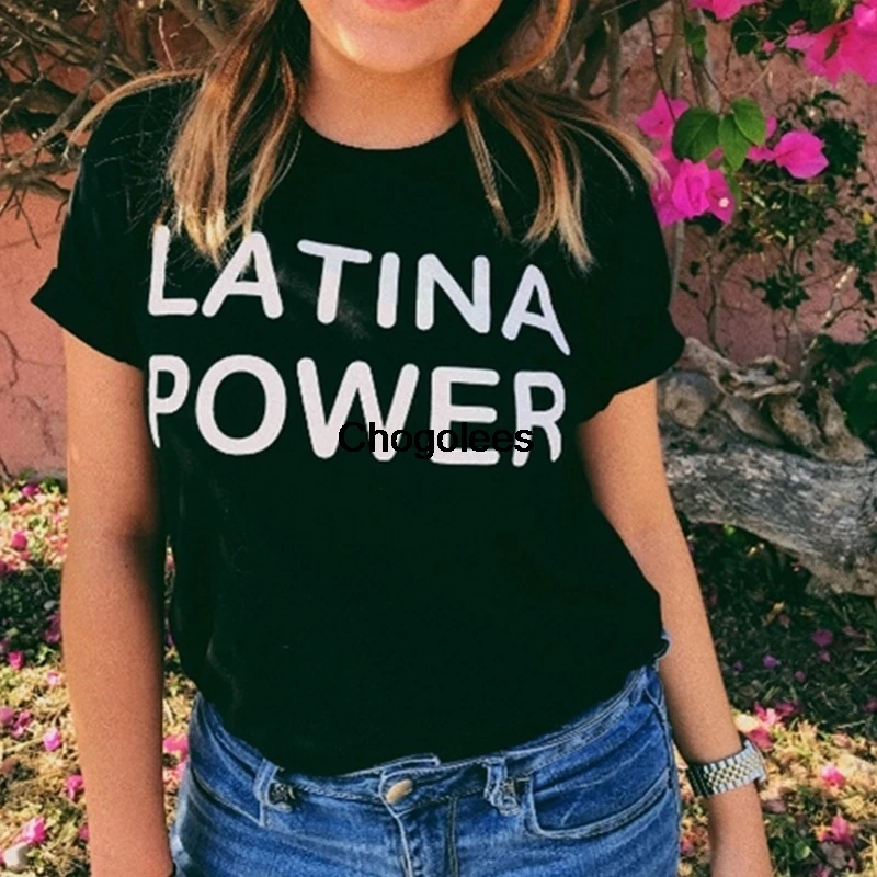 Latina Power Letter Print Women T Shirts Cotton Casual Funny Shirt for Lady Top Tee Harajuku Feminism Shirt(S-XXXL) |