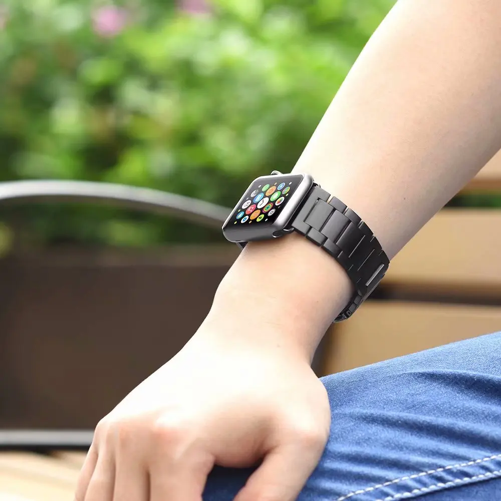 Metal link band For Apple watch 7 45mm 41mm series 6 5 4 SE 44mm 40mm Stainless steel quick release strap for iwatch 3 42mm 38mm