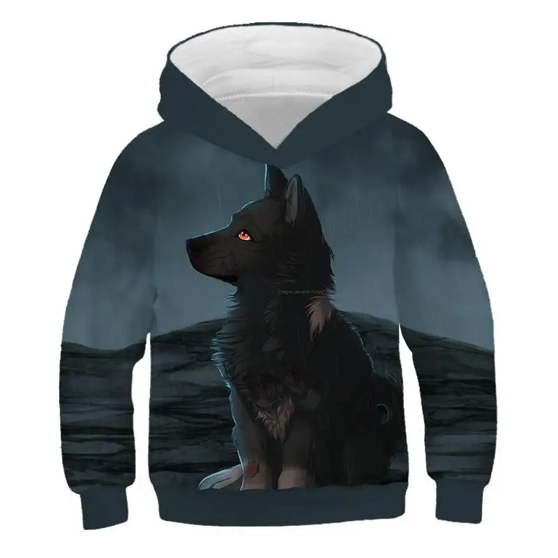 

animal Ghost wolf child 3D Leisure Hoodie Boys and girls fashion Hooded sweater fox printing Kids fashionable Funny Sweatshirt